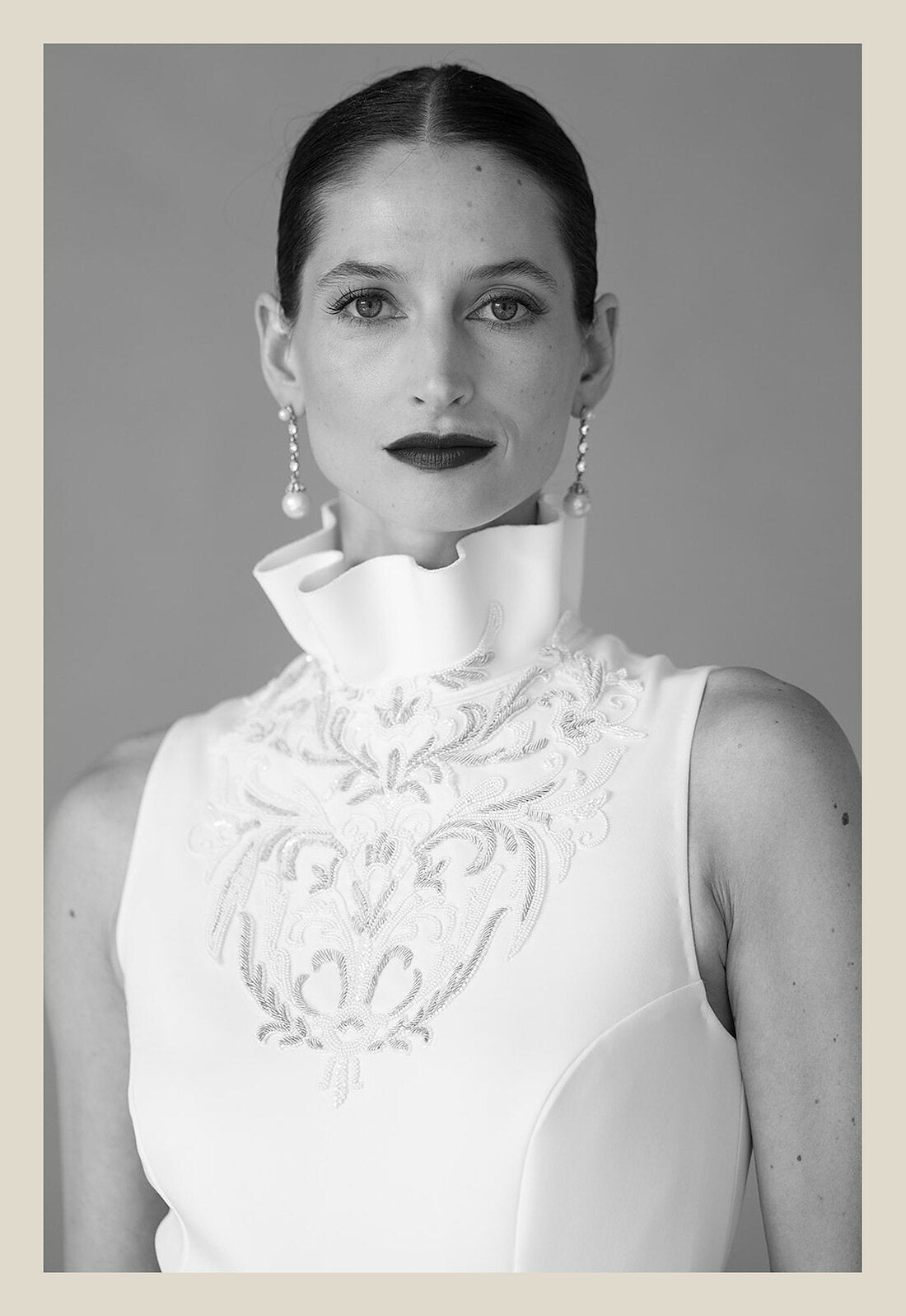 Gauri dress, detail, black and white
